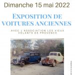 Exposition de voitures anciennes avec l’association Les Vieux volants de Provence  – dimanche 15 mai 2022