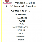 Club Taurin Le Bastion – Course Tau et Taureaux Jeunes – vendredi 1er juillet 21h30 – Arènes
