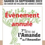 7ème fête de l’Amande et de l’Amandier – Samedi 24 septembre 2022 – ANNULATION
