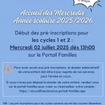 Pré-inscriptions pour les mercredis de l’année scolaire 2025/2026